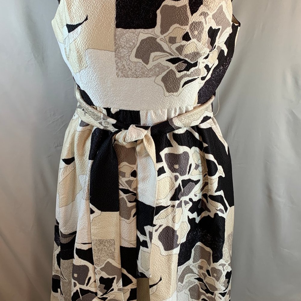 Natori Amaryllis Jacquard Black/Beige Dress Size 16